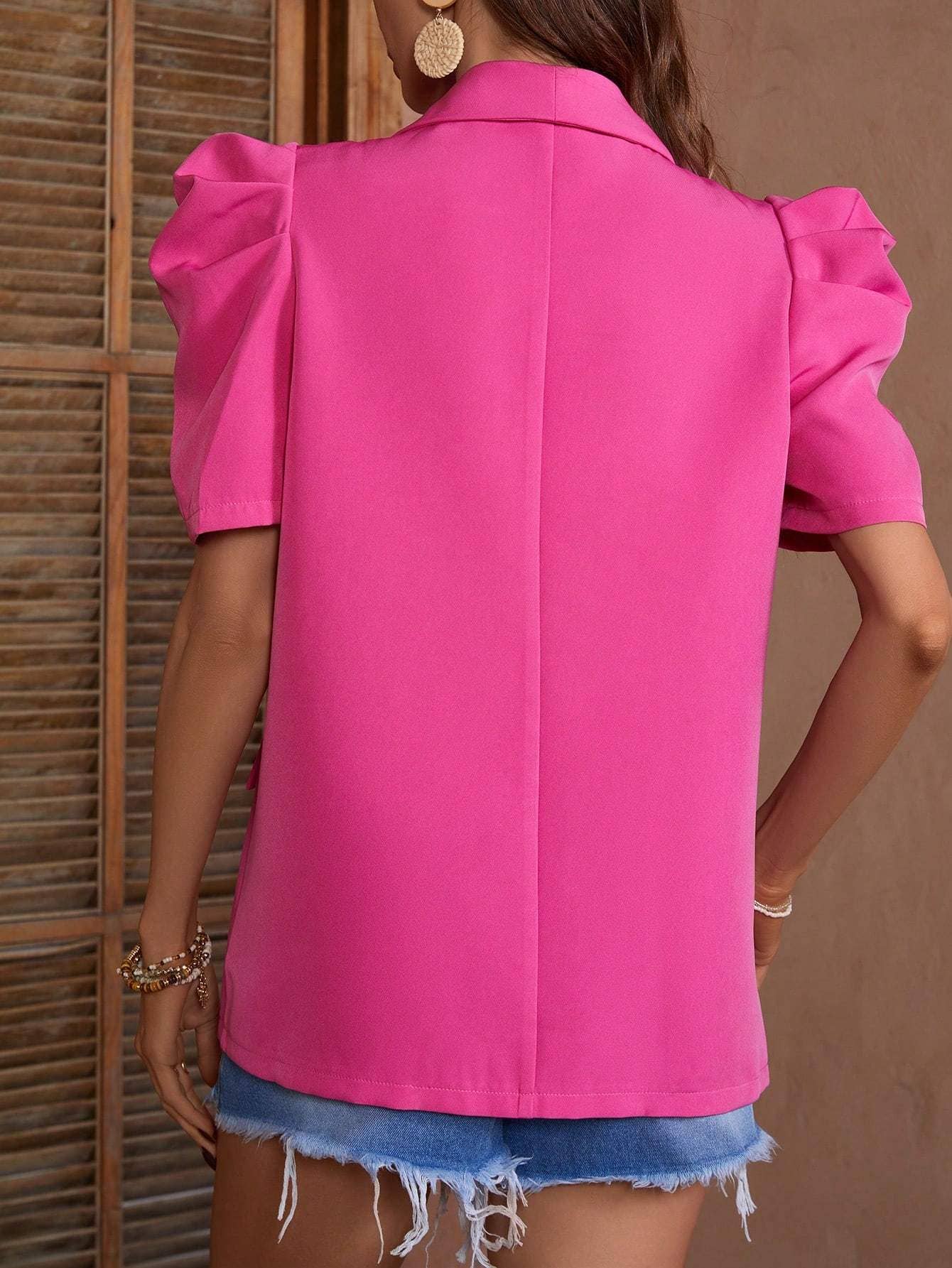 Queen Fashion - Wholesale Blazer - Dames - Blazerjack van kunsthars met inkepingen en pofmouwen49