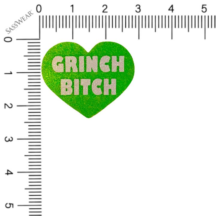 Sasswear - Wholesale Nipple Pasties - Women's - Glitz Nips Grinch Bitch Heart Pasties