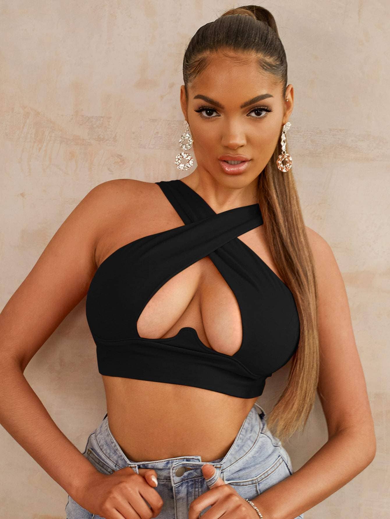 Flarix – Engroshandel Bluse - Dame – kryds og tværs udskæring afgrøde top5