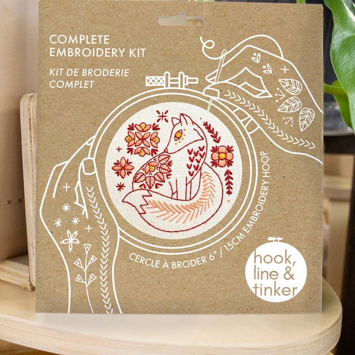 Hook, Line & Tinker Embroidery Kits - Wholesale Embroidery/cross-stitch supplies - Folk Fox Complete Embroidery Kit1