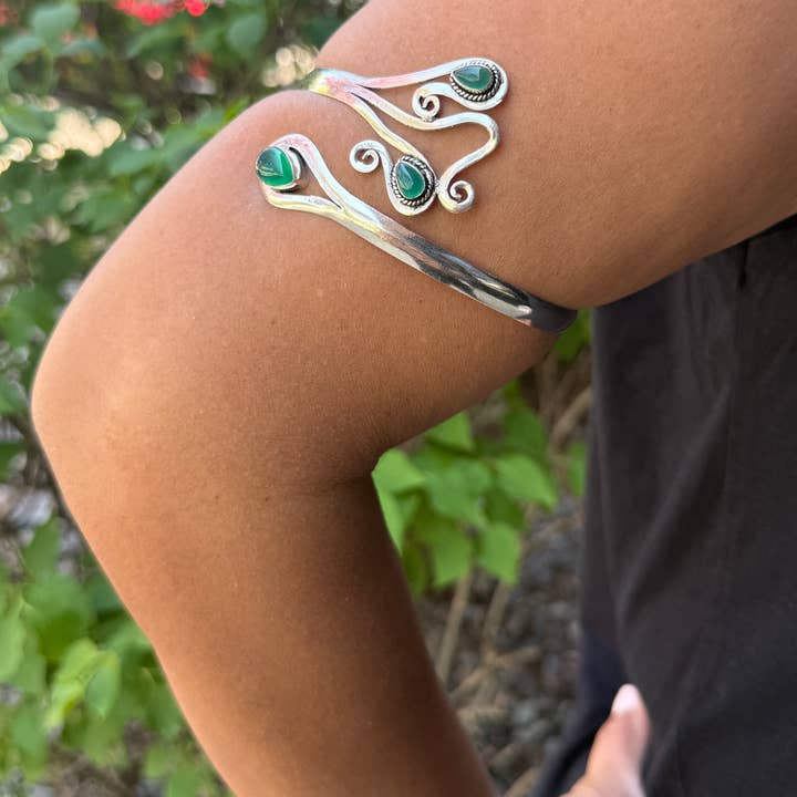 Lungta Imports - Wholesale Cuff bracelet - Handcrafted Arm Cuff Bracelet Armlet Armband With Stones 3