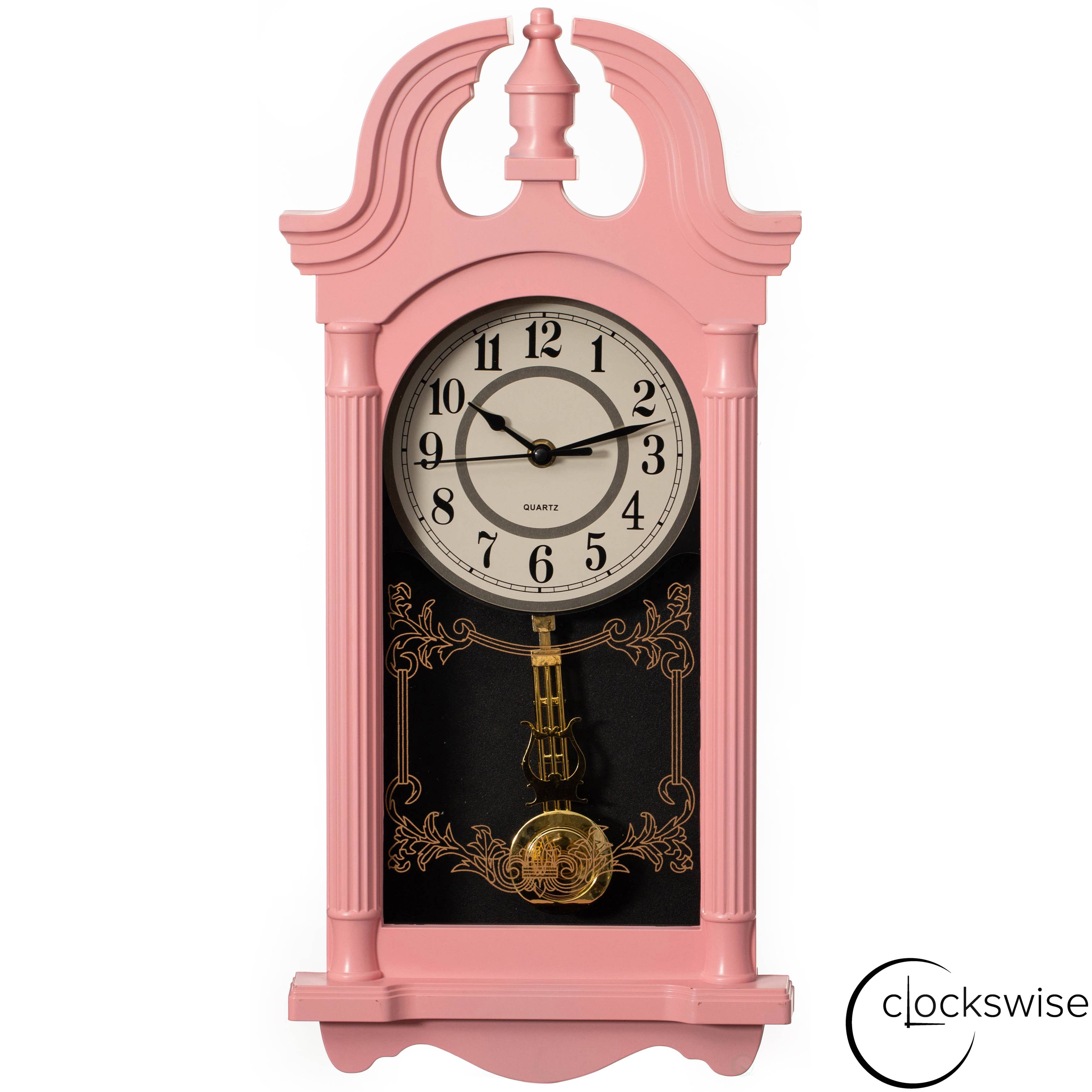 Quickway Imports - Wholesale Wall Clock - Vintage Grandfather Wood Looking Plastic Pendulum Wall Clock26