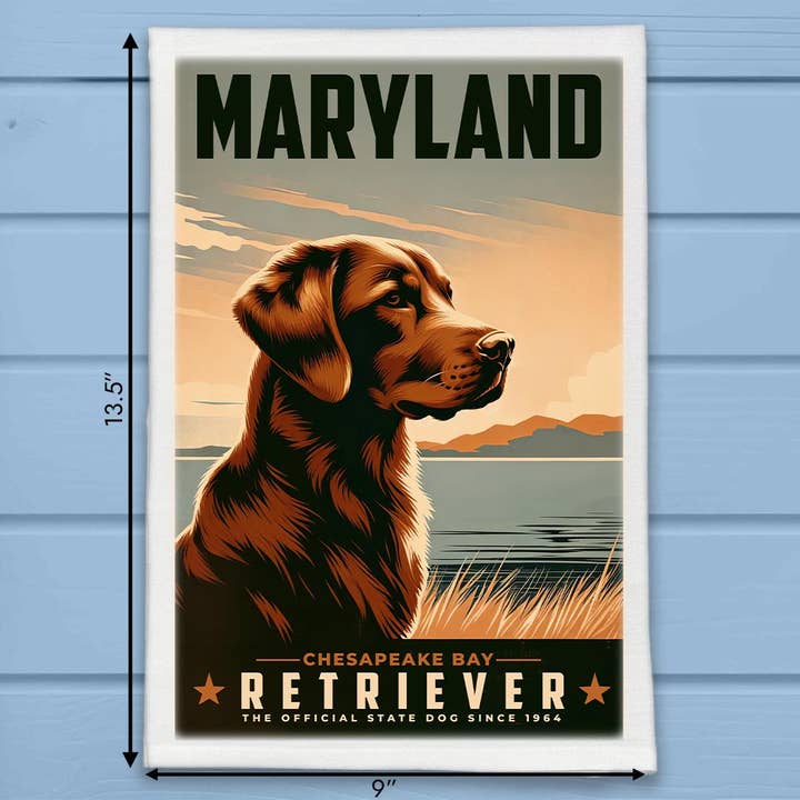 Maryland State Animal Vintage Digital Art Kitchen Dish Towel for wholesale by ADDLE iNK