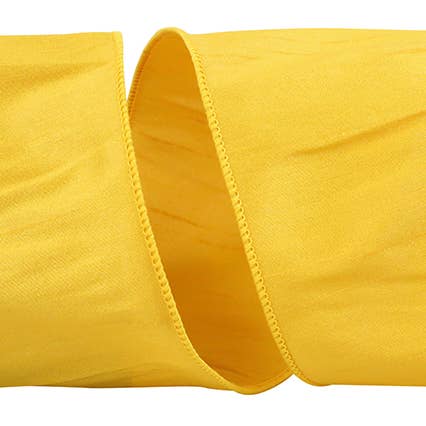 Dupioni Supreme Wired Edge, Golden Yellow, 4 In, 10 Yards for wholesale by RELIANT RIBBON