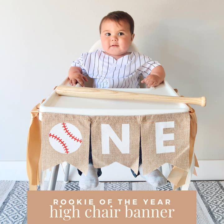Baseball ONE First Birthday Banner Rookie of the Year Party for wholesale by Lain & Lou