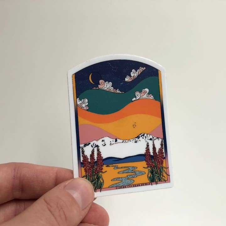 Autocollant Happy Alaska - Sticker Alaska Sunset - Sticker Alaska pour la vente par Sarah Cochran Artist