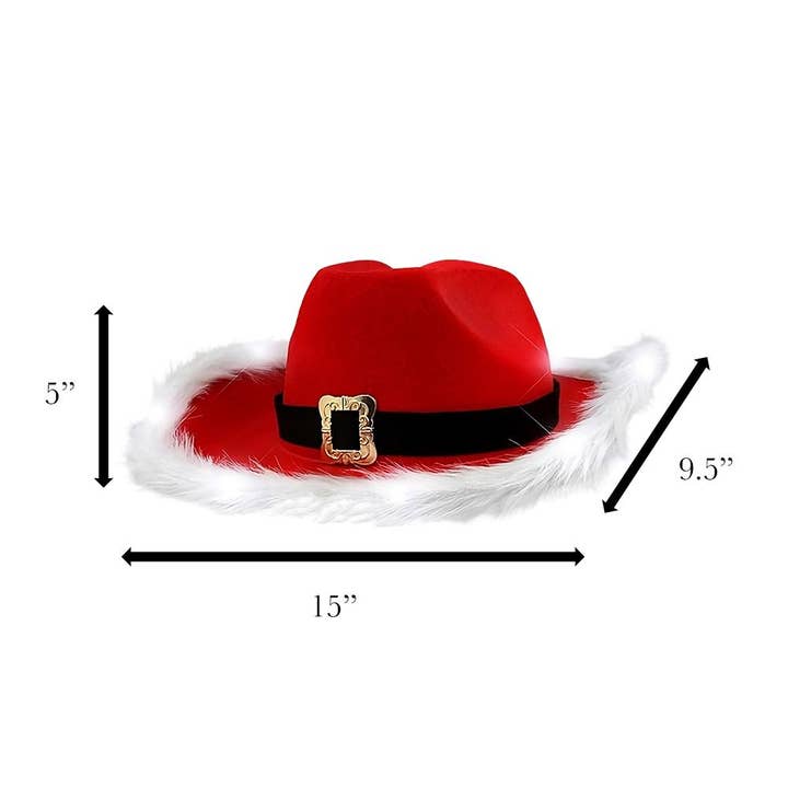 Blinkee.com, LLC - Wholesale Cowboy Hat - Unisex - LED Flashing Christmas Cowboy Red Santa Clause Western Holid