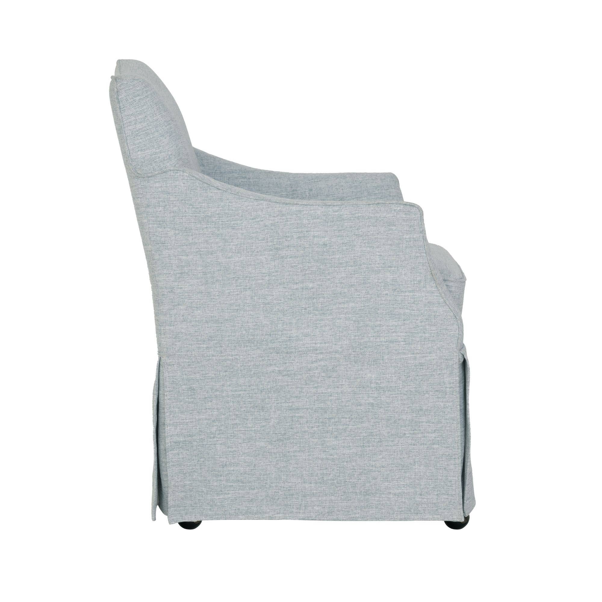 Olliix - Vente Chaises - Fauteuil de salle à manger capitonné avec jupe + roulettes, bleu clair6