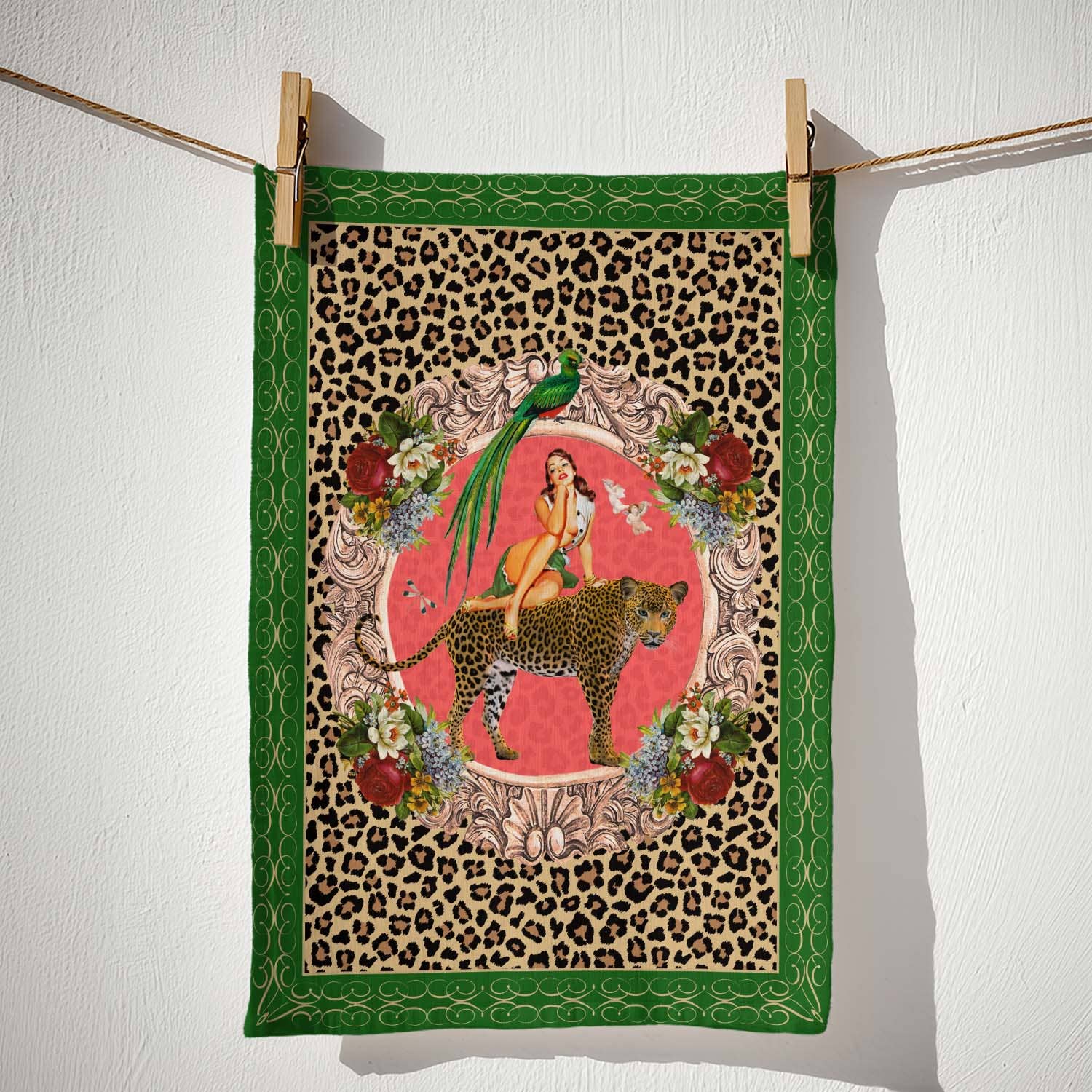 Queen K - Wholesale Tea towel - Alice Retro Glamour 100% Linen Tea Towel2