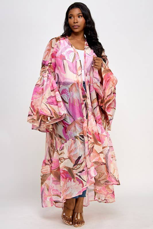 Namatt Design – wholesale Kimono – Women's – Plus Ruffle Long Sleeve Kimono Cardigan3