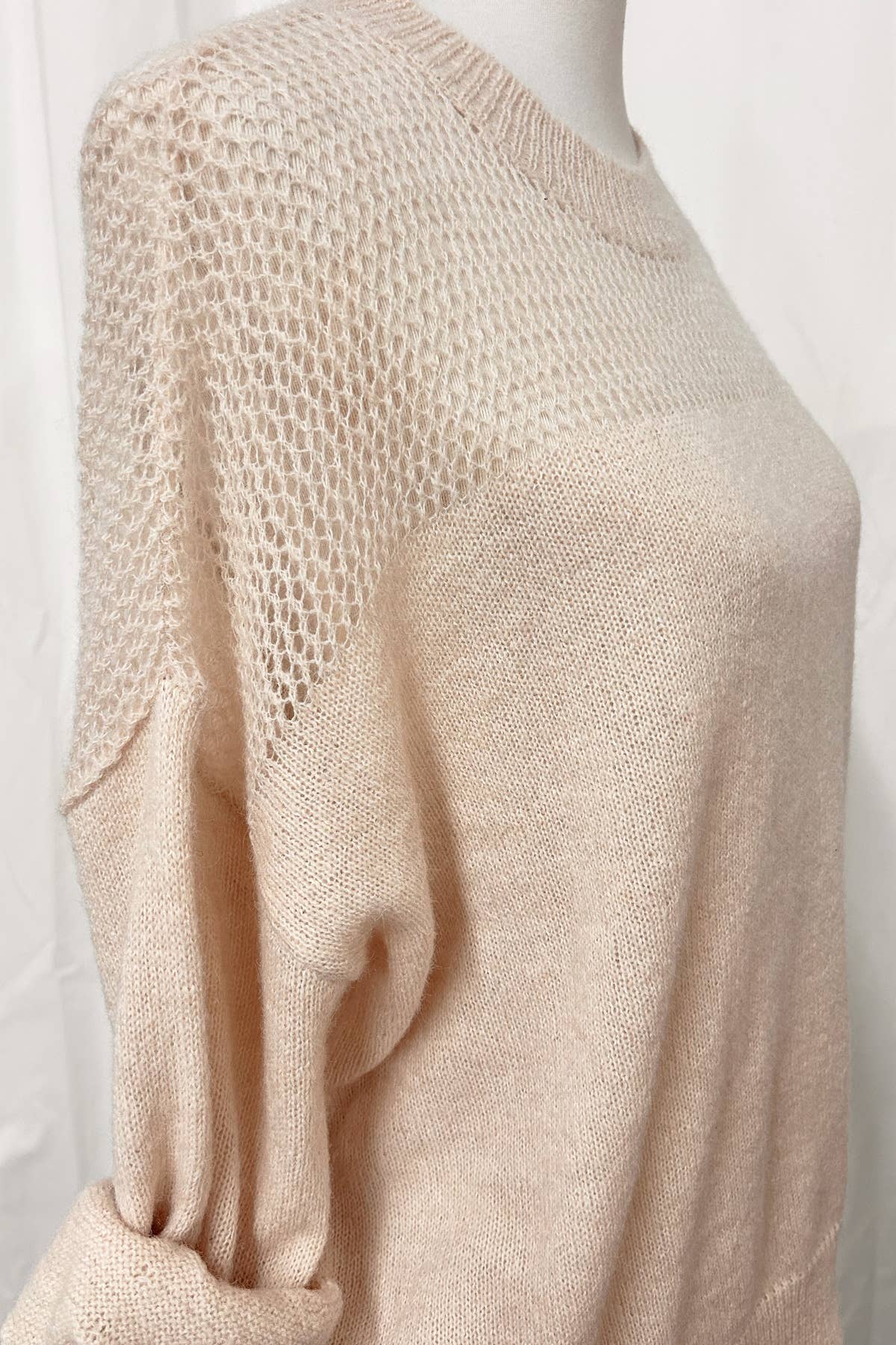 Lara Daisy - Wholesale Knit Top - Women's - Sheer Shoulder Cozy Knit Pullover Top4