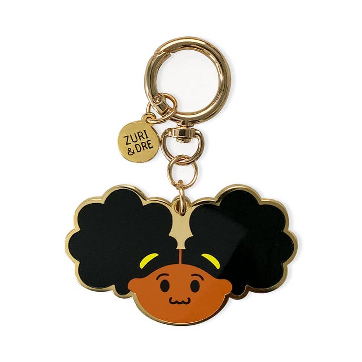 Zuri & Dre - Wholesale Keychain - Women's - Zuri Black Girl Afro Puffs Metal Keychain