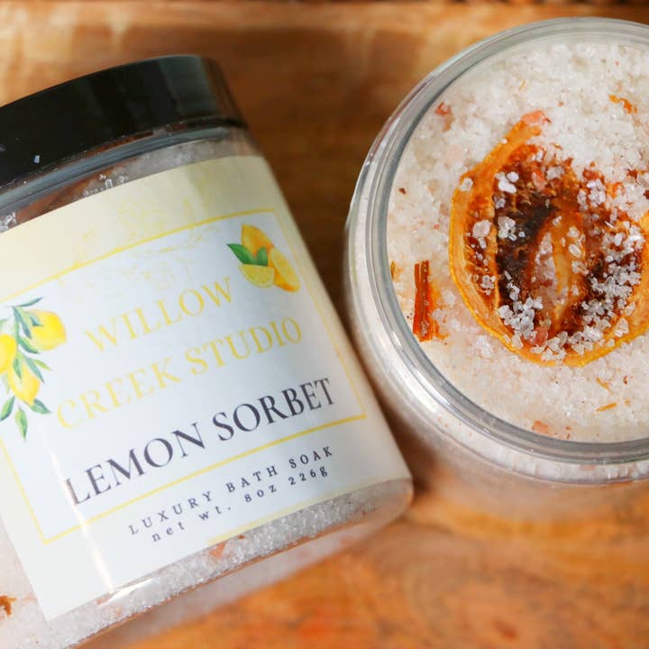 Bain de Luxe au Sorbet Citron, Sel de Bain au Citron Citrus pour la vente par The Willow Creek Studio