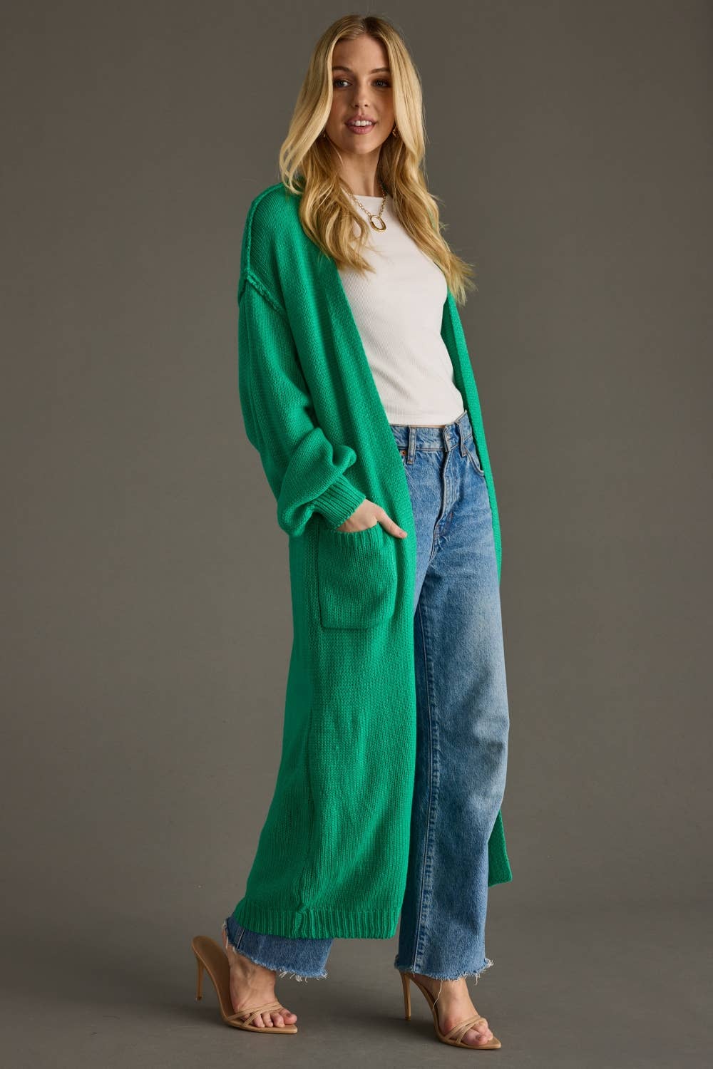 Panache Apparel Co. - Wholesale Cardigan - Women's - Green Duster Cardigan1