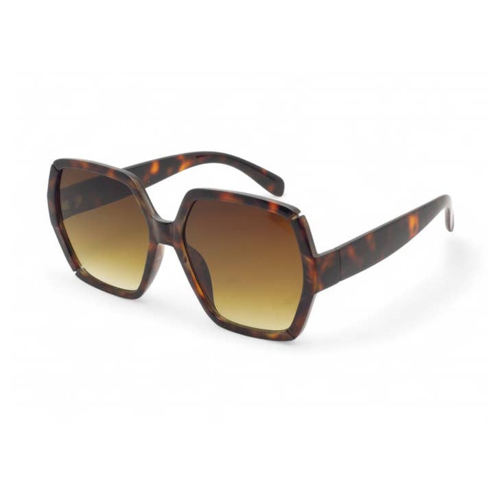 Oversized Hexagon Sunglasses in Tortoise Brown for wholesale by V by Vye Eyewear