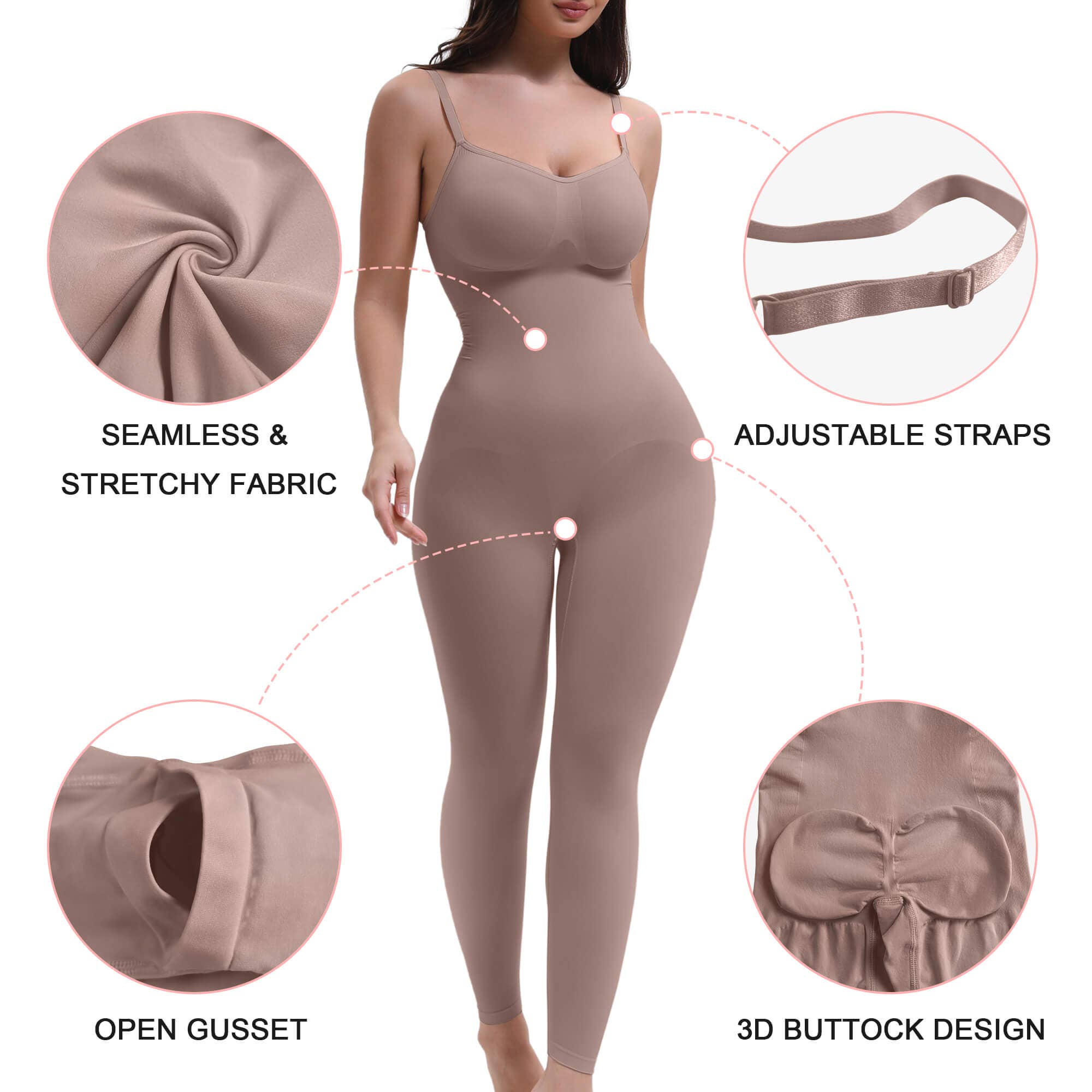 SHAPERX - Wholesale Lingerie Bodysuit - Women's - SHAPERX 3-in-1 Seamless Full Body Compression Legging Bodysuit12