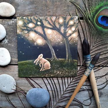 La carte de vœux de l'arbre magique pour la vente par Hannah Willow Art