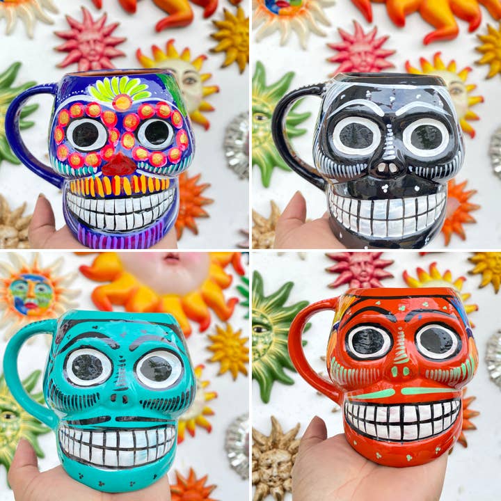 Doña Cata Art - Wholesale Coffee Mug - Skull mugs taza calavera made mexico 5in 15 oz
