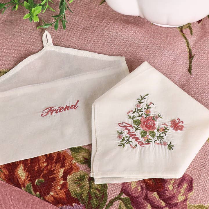 Friend Embroidered Envelope Hankie for wholesale by April Cornell