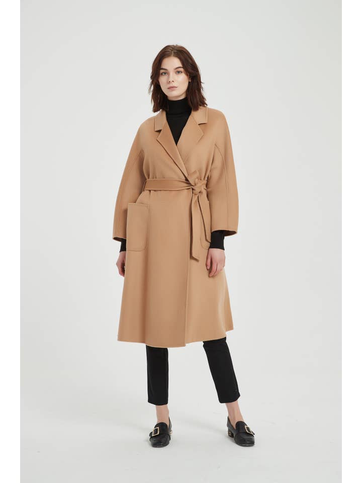 Cammello Cappotto classico avvolgente con cintura regolabile in vendita all'ingrosso su Faire2