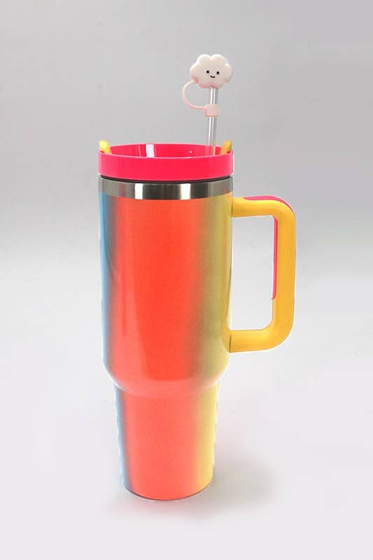 JOSSLYN by wall to wall - Wholesale Drinking Straw - 40oz CLOUD FLOWER RAINBOW TUMBLER STRAW COVER CAP | 40TB19190