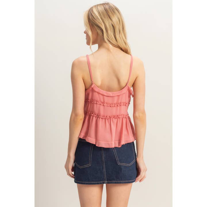 HYFVE - Wholesale Camisole - Women's - HF25E382-Chiffon Sleeveless Ruffled Cami Top