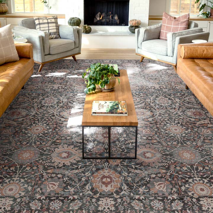 Well Woven – wholesale Area rug – Liana Vintage Oriental Charcoal Grey Flat-Weave Rug