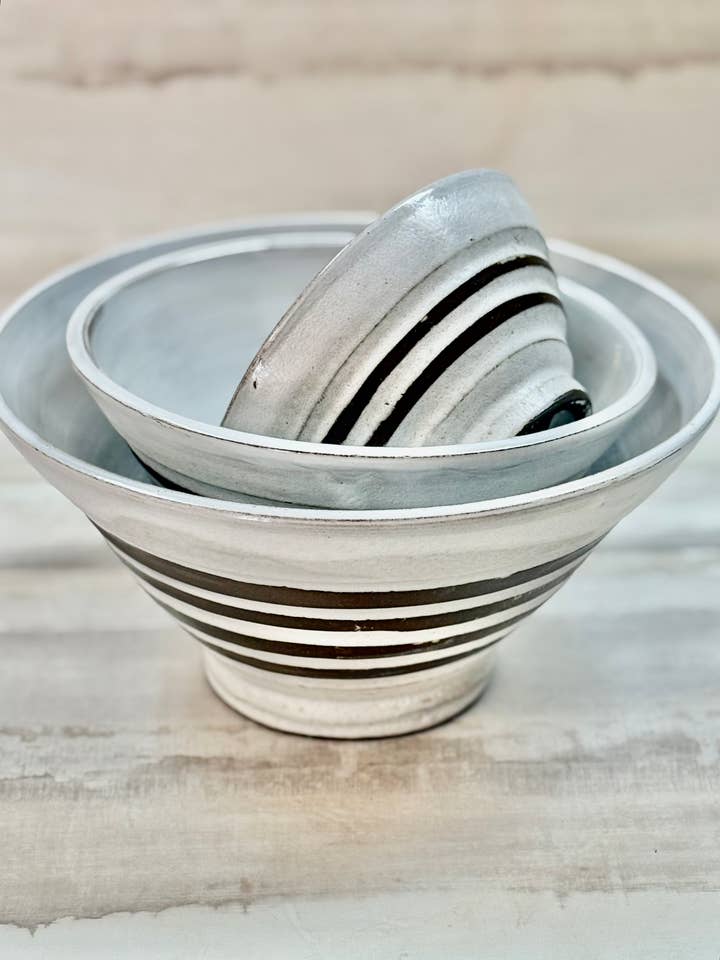 Nesting Bowl Set, Serving Pieces, Wedding Present for wholesale by Bari Moss Ceramics