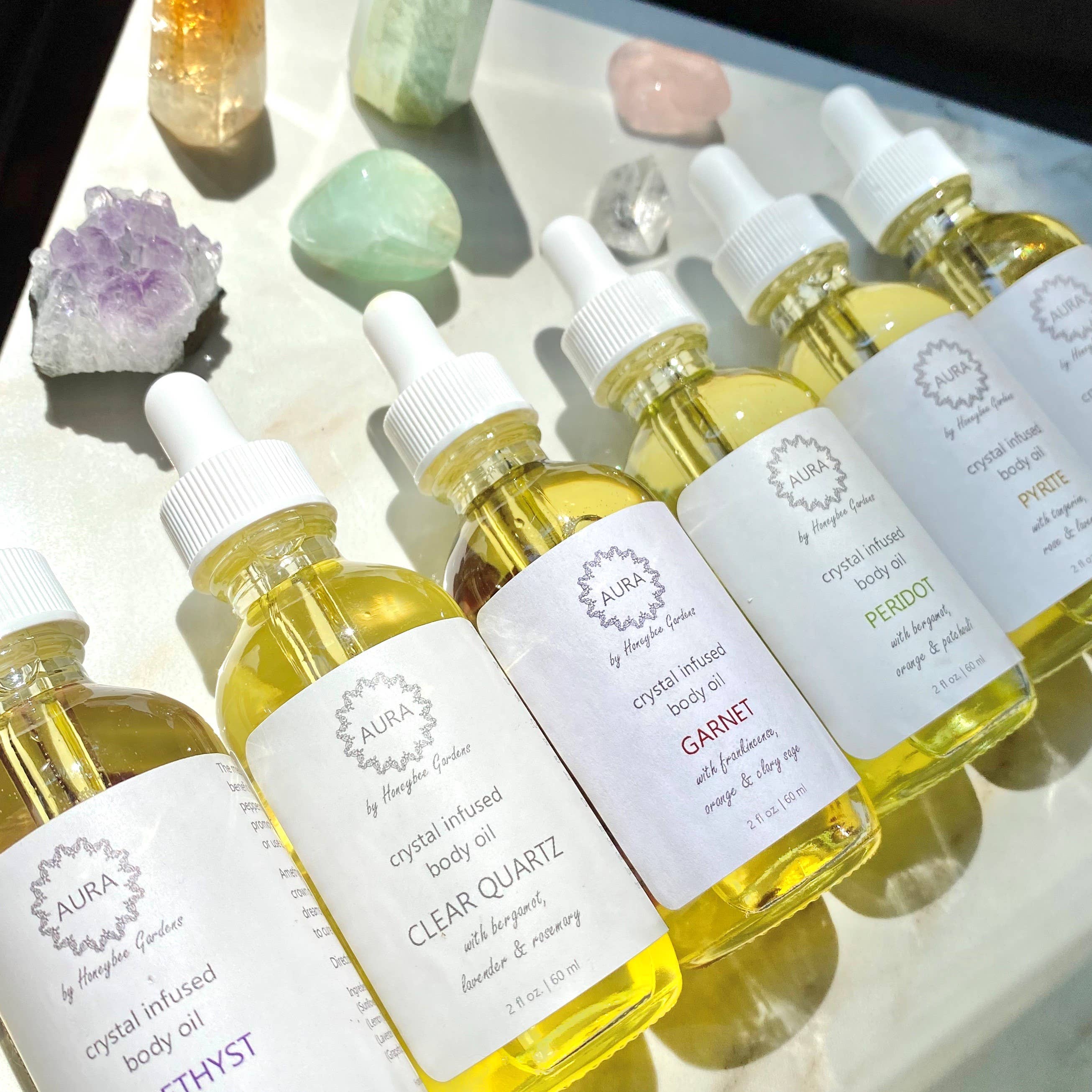 Honeybee Gardens Natural Cosmetics & Body Care - Wholesale Bath/Body Oil - Crystal Infused Aromatherapy Body Oils7