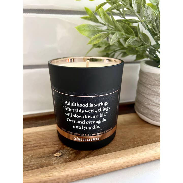 ellembee gift - Wholesale Jar/Filled Candle - Adulthood is saying over & over funny soy candles with words1