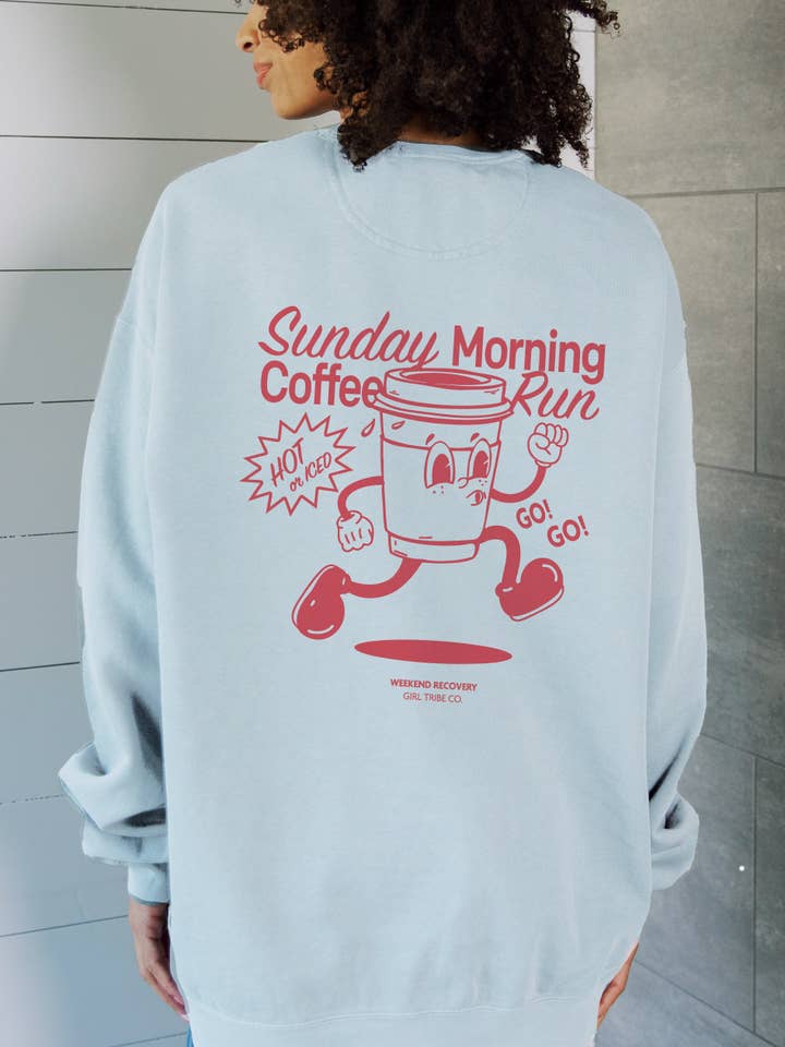 Sunday Coffee Run Sweatshirt for wholesale by Girl Tribe Co