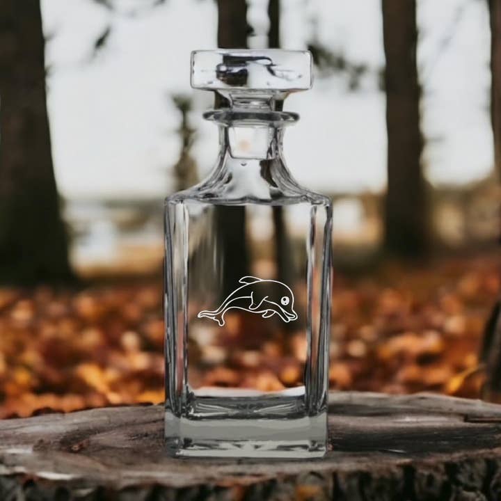 Dolphin Decanter 26oz Premium Bourbon Whiskey Glass for wholesale by Texan Customs