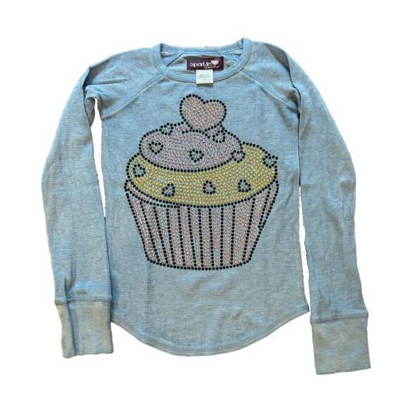 Sparkle by Stoopher - Heart Cupcake Burnout Thermal - Light Blue for wholesale by Tweenstyle By Stoopher