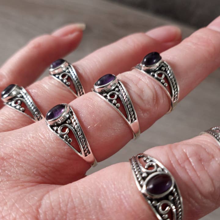 Keystone Crystals – wholesale Single stone/solitaire ring – Gemstone Sterling Silver Ring Witchy Boho Style