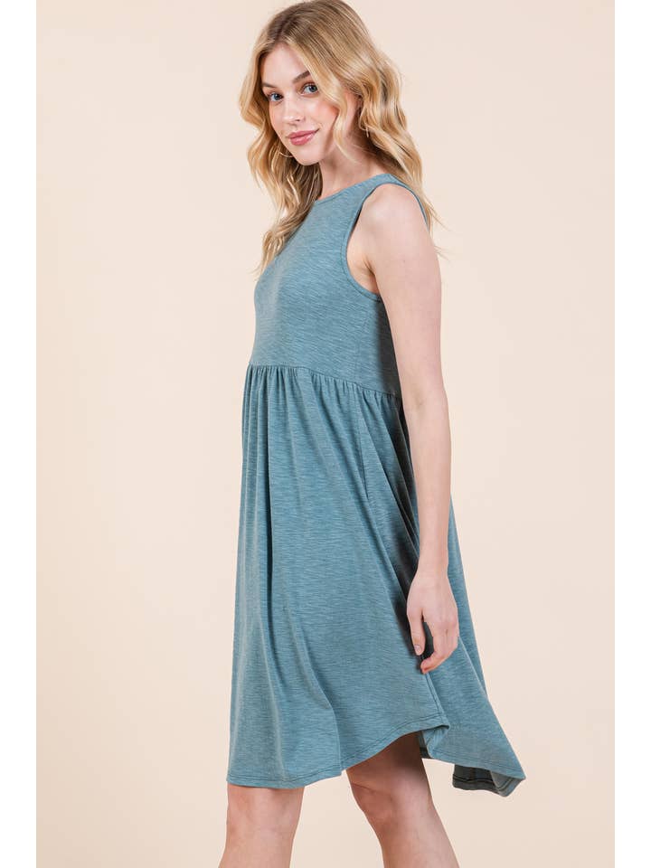 Emerald Collection - Wholesale Dress - Women's - ETK-9342-PL Plus Size Solid Babydoll Sleeveless Knee Dress10