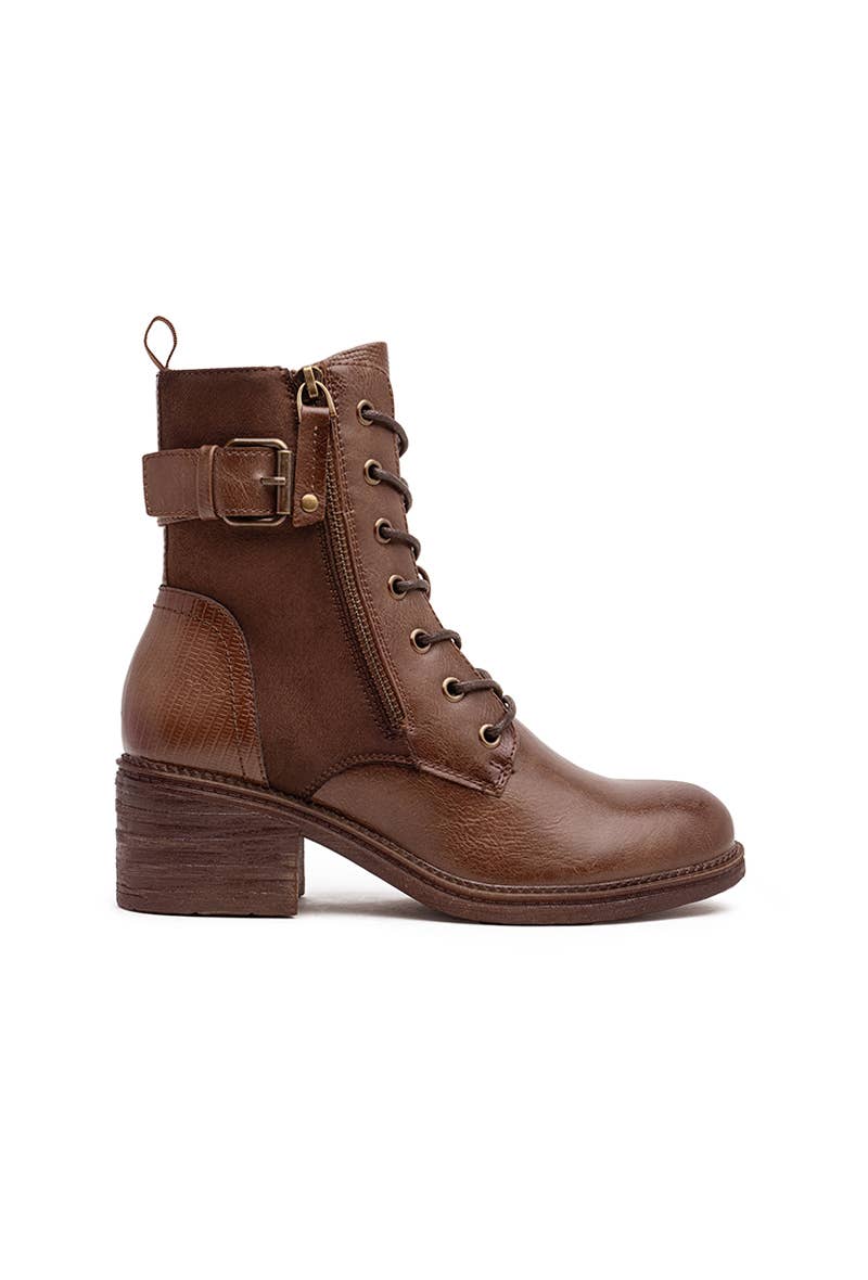 LADY GLORY – wholesale Militärkängor – Dam – Damstövlar med snörning och spänne vid ankeln – tidlös och urban komfort9