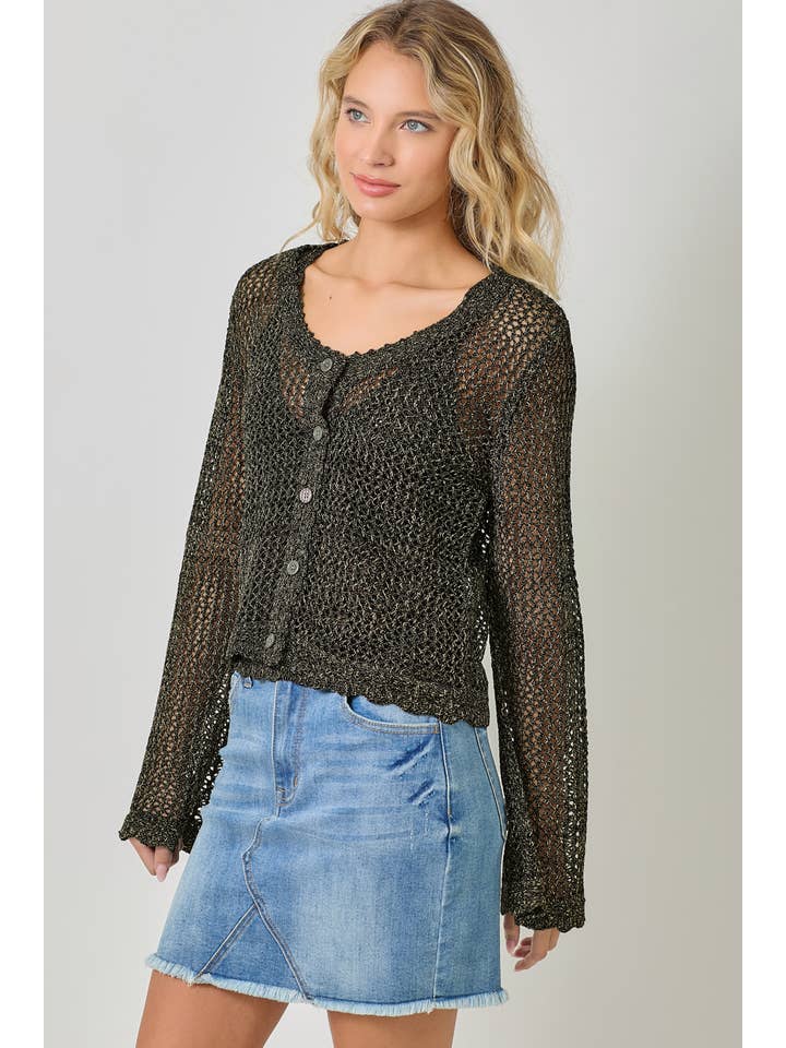 Mystree - Wholesale Cardigan - Women's - 61100 Crochet Style Knit Cardigan 1