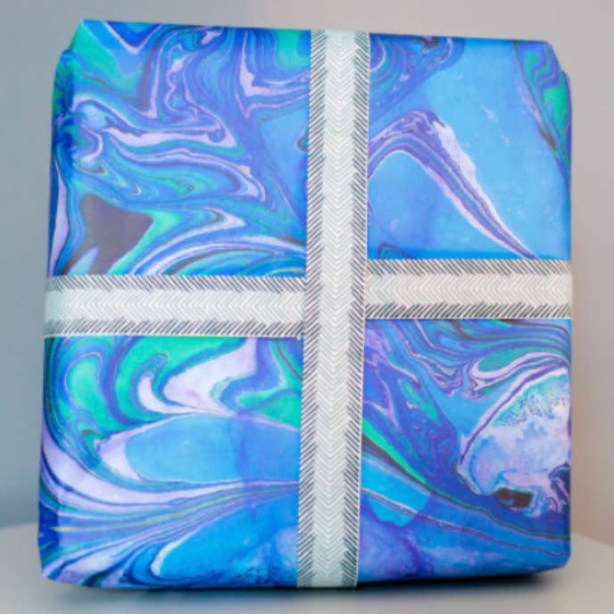 Luxury double sided marble gift wrap for wholesale by MoreyScarfeDesigns