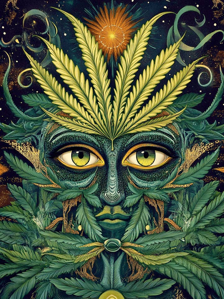 Pot Leaf Mask Marijuana Wall Art Prints – 8″x10″ Artwork for 11″x14″ Frame for wholesale by Mowbi