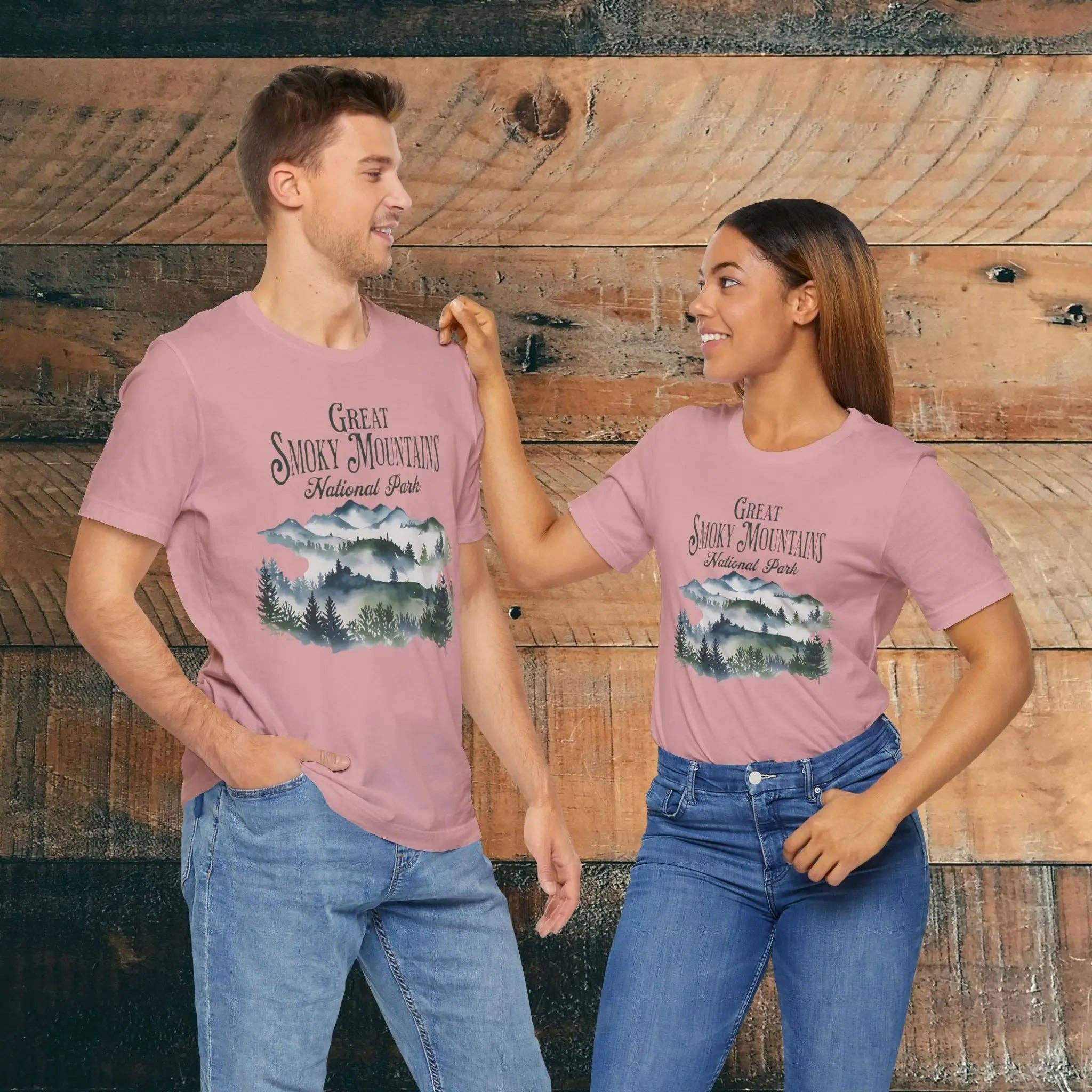 Park Service Apparel – Großhandel T-Shirt mit Siebdruck – Unisex – Unisex T-Shirt im Aquarellstil mit Motiv des Great Smoky Mountains Nationalparks5