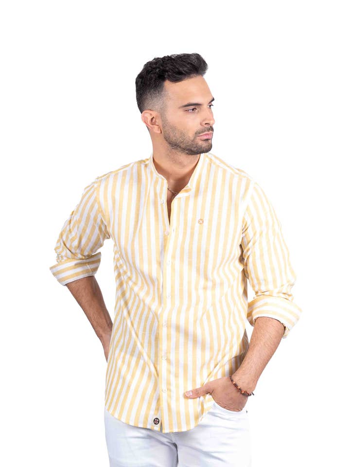 SK 575 C/5 MUSTARD STRIPED SHIRT for wholesale by Yellow Skin