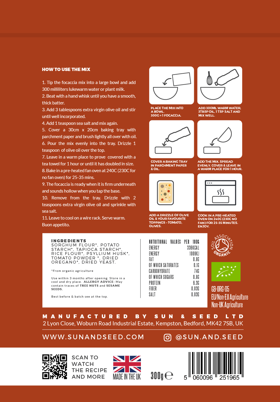 Sun & Seed – wholesale Brödmix – Glutenfri Focaccia Mix - Tomat & Oregano2