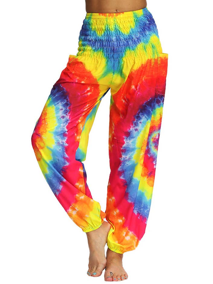 HIDDENBRAND - Wholesale Athletic/Lounge Leggings - Women's - Tie-dye print yoga pants wide leg leggings