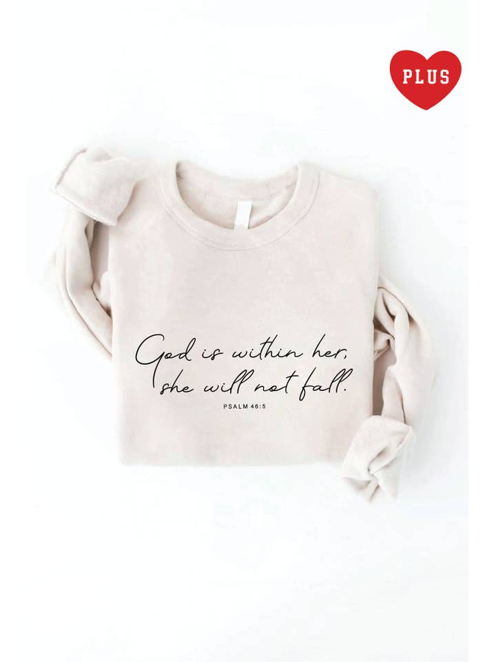 OAT COLLECTIVE - Wholesale Graphic Sweatshirt - Women's - GOD IS WITHIN HER Plus Graphic Sweatshirt
