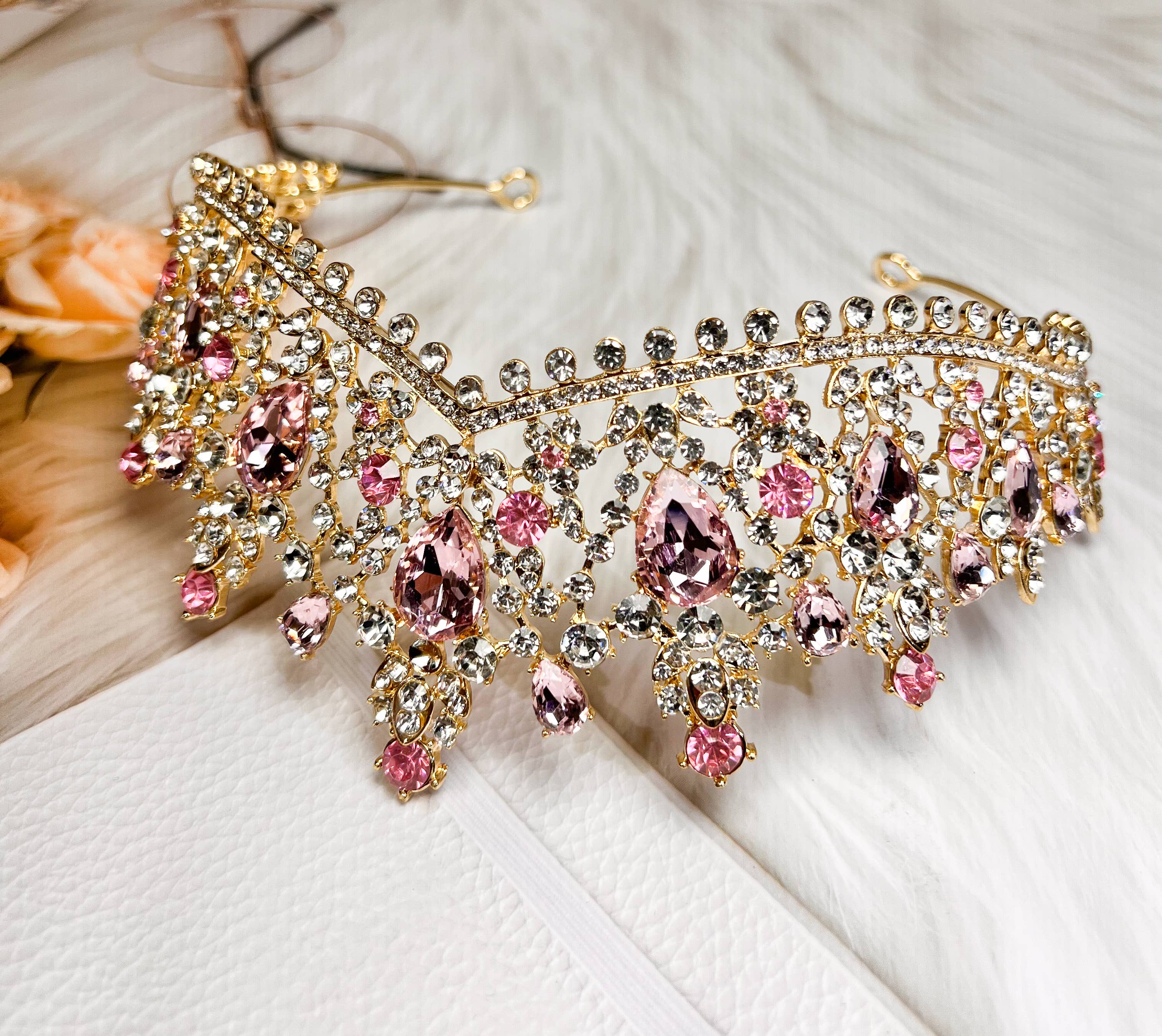 Happy Dream Gifts - Wholesale Tiara - Women's - Princess Pink Tiara, Luxury Gold Crown, Crystal Headpiece2