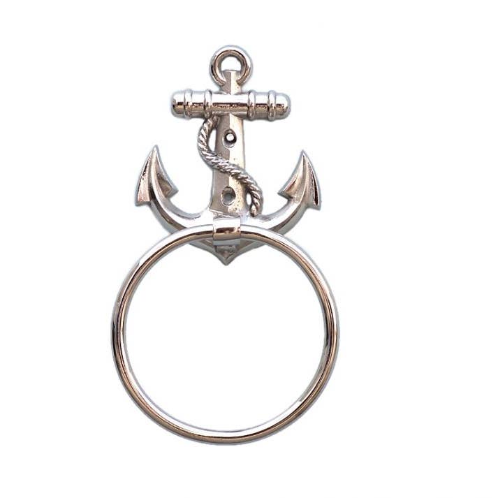 Chrome Anchor Towel Holder 9"" for wholesale by Hampton Ironworks