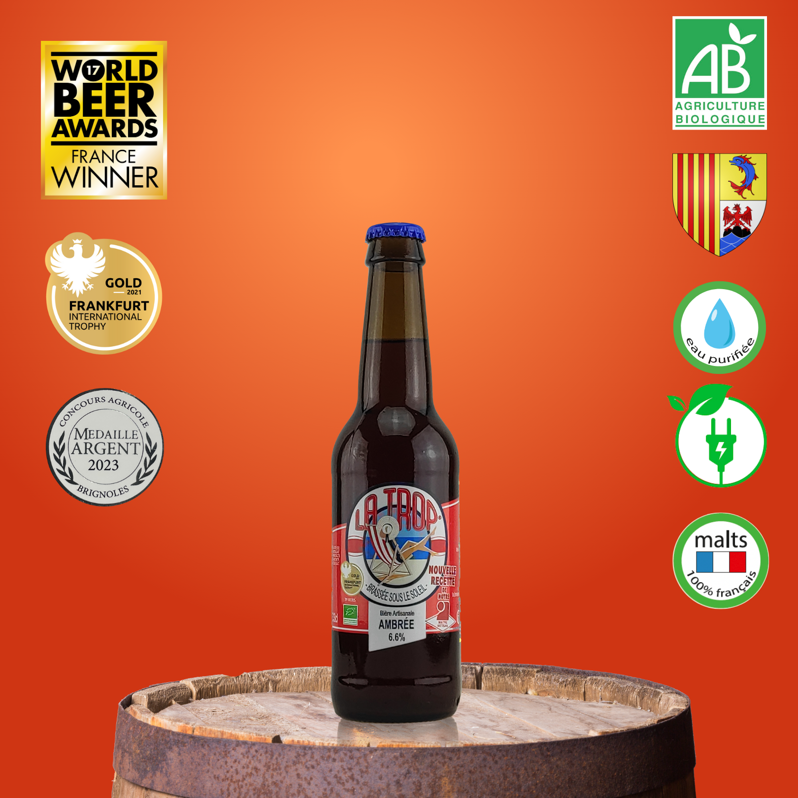 Brasserie Artisanale Carteron - Wholesale Beer - LA TROP Artisanal beer from Provence amber 6.6% 33cl2