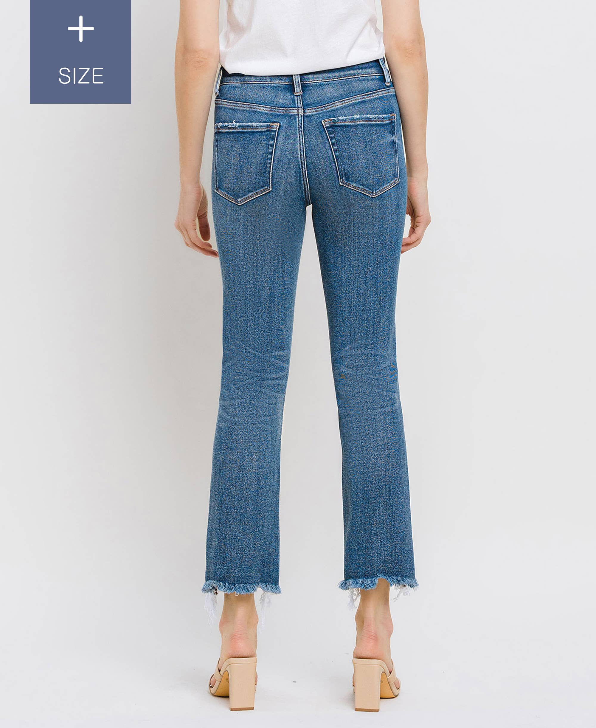 RIVER LAGAN PLUS SIZE HIGH RISE UNEVEN RAW HEM SLIM STRAIGHT T6299-P for wholesale on Faire1