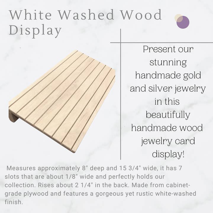 White-Washed Wooden Jewelry Card Display for wholesale by Tickle Bug Jewelry