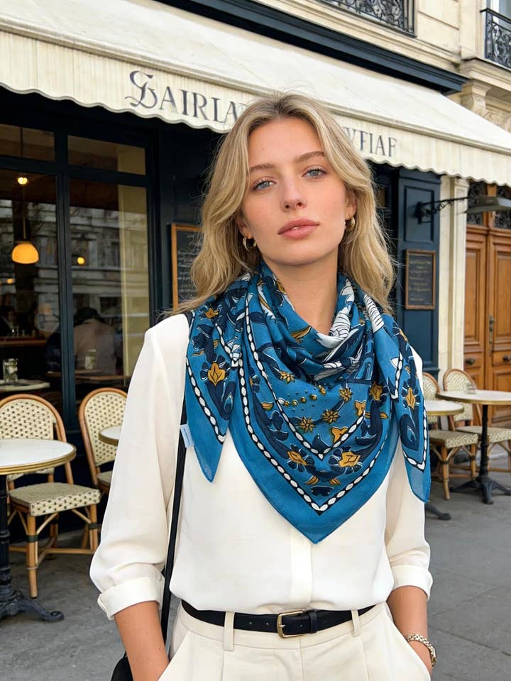 IN-1 Cotton square scarf 110x110 for wholesale by LINETA